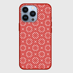 Чехол для iPhone 13 Pro Обережные Узоры - Орепей, цвет: 3D-красный