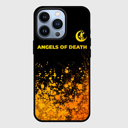 Чехол для iPhone 13 Pro Angels of Death - gold gradient: символ сверху, цвет: 3D-черный
