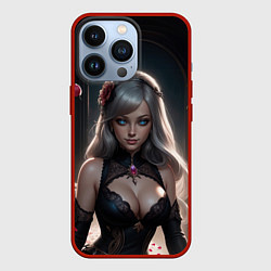 Чехол для iPhone 13 Pro Девушка и лепестки роз, цвет: 3D-красный