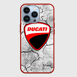 Чехол для iPhone 13 Pro Ducati - потресканная земля, цвет: 3D-красный