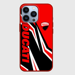 Чехол для iPhone 13 Pro Ducati- red stripes, цвет: 3D-красный