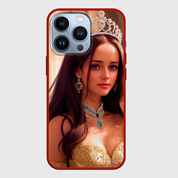 Чехол для iPhone 13 Pro Девушка принцесса в алмазных украшениях, цвет: 3D-красный