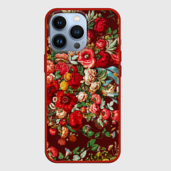 Чехол для iPhone 13 Pro Платок цветочный узор, цвет: 3D-красный