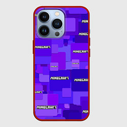 Чехол для iPhone 13 Pro Minecraft pattern logo, цвет: 3D-красный