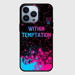 Чехол для iPhone 13 Pro Within Temptation - neon gradient: символ сверху, цвет: 3D-черный