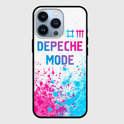 Чехол для iPhone 13 Pro Depeche Mode neon gradient style: символ сверху, цвет: 3D-черный