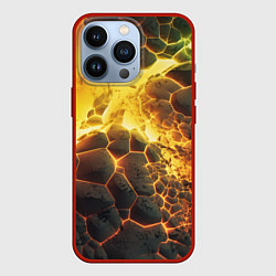 Чехол для iPhone 13 Pro Разлом плит из лавы, цвет: 3D-красный
