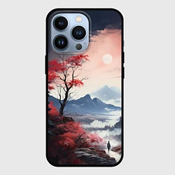 Чехол для iPhone 13 Pro Луна над горами, цвет: 3D-черный