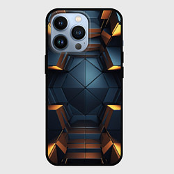 Чехол для iPhone 13 Pro Объемные полигоны, цвет: 3D-черный