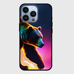 Чехол для iPhone 13 Pro Неоновый светящийся медведь гризли, цвет: 3D-черный