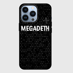Чехол для iPhone 13 Pro Megadeth glitch на темном фоне: символ сверху, цвет: 3D-черный
