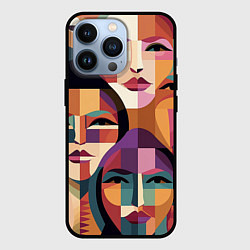 Чехол для iPhone 13 Pro Геометрические портреты девушек, цвет: 3D-черный