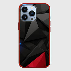 Чехол для iPhone 13 Pro Black blue red elements, цвет: 3D-красный