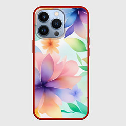 Чехол для iPhone 13 Pro Акварельные цветы - нейросеть, цвет: 3D-красный
