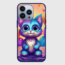 Чехол для iPhone 13 Pro Котик с воздушными шариками, цвет: 3D-тёмно-синий