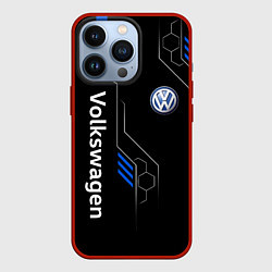 Чехол для iPhone 13 Pro Volkswagen - blue technology, цвет: 3D-красный