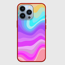 Чехол для iPhone 13 Pro Неоновая разноцветная волна, цвет: 3D-красный