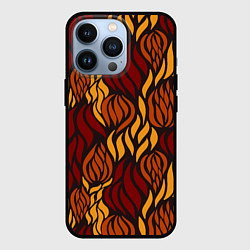 Чехол для iPhone 13 Pro Hot Flames - паттерн, цвет: 3D-черный