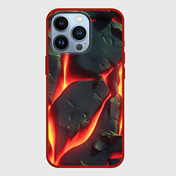 Чехол для iPhone 13 Pro Красные плиты с лавой, цвет: 3D-красный