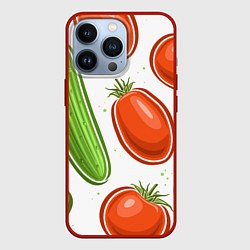 Чехол для iPhone 13 Pro Помидоры и огурцы, цвет: 3D-красный
