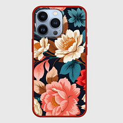 Чехол для iPhone 13 Pro Летние цветы - паттерн, цвет: 3D-красный