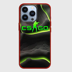 Чехол для iPhone 13 Pro CSGO green black logo, цвет: 3D-красный