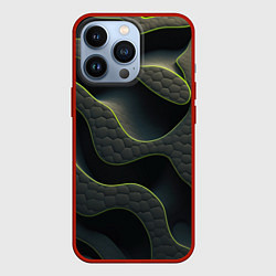 Чехол для iPhone 13 Pro Объемная темная текстура, цвет: 3D-красный