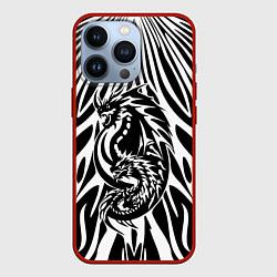 Чехол для iPhone 13 Pro Абстракция с драконом, цвет: 3D-красный