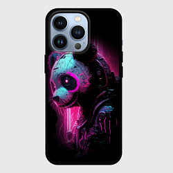 Чехол для iPhone 13 Pro Панда киберпанк в фиолетовом свете, цвет: 3D-черный