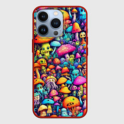 Чехол для iPhone 13 Pro Кислотные психоделические грибы, цвет: 3D-красный