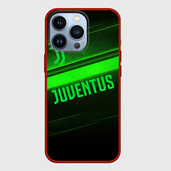 Чехол для iPhone 13 Pro Juventus green line, цвет: 3D-красный