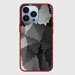 Чехол для iPhone 13 Pro Мозаичный узор в серых оттенках, цвет: 3D-красный