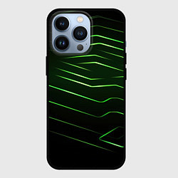 Чехол для iPhone 13 Pro Green abstract dark background, цвет: 3D-черный