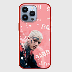 Чехол для iPhone 13 Pro Lil Peep тату розовый, цвет: 3D-красный