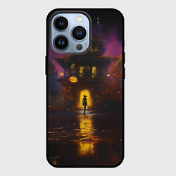 Чехол для iPhone 13 Pro Жуткий дом и ведьма с метлой, цвет: 3D-черный