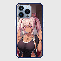 Чехол для iPhone 13 Pro Милая аниме блондинка, цвет: 3D-тёмно-синий