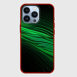 Чехол для iPhone 13 Pro Green neon lines, цвет: 3D-красный