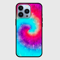 Чехол для iPhone 13 Pro Тай-дай малиновый закат, цвет: 3D-черный