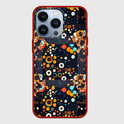 Чехол для iPhone 13 Pro Разноцветные круги и кольца, цвет: 3D-красный
