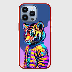 Чехол для iPhone 13 Pro Cool tiger cub - pop art, цвет: 3D-красный
