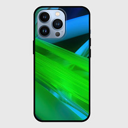 Чехол для iPhone 13 Pro Blue green abstract, цвет: 3D-черный