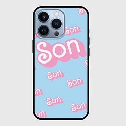 Чехол для iPhone 13 Pro Сын - в стиле Барби: паттерн голубой, цвет: 3D-черный