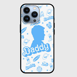 Чехол для iPhone 13 Pro Папочка - силуэт Кена: паттерн синий, цвет: 3D-черный