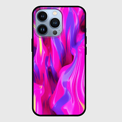 Чехол для iPhone 13 Pro Pink blue texture, цвет: 3D-черный