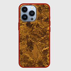 Чехол для iPhone 13 Pro Текстура золота, цвет: 3D-красный