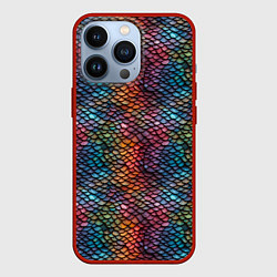 Чехол для iPhone 13 Pro Разноцветная чешуя дракона, цвет: 3D-красный