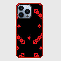 Чехол для iPhone 13 Pro Национальный - черный 2, цвет: 3D-красный
