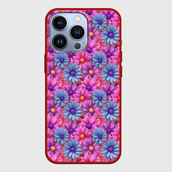 Чехол для iPhone 13 Pro Цветочный паттерн из гербер, цвет: 3D-красный