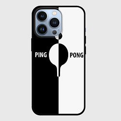 Чехол для iPhone 13 Pro Ping-Pong черно-белое, цвет: 3D-черный