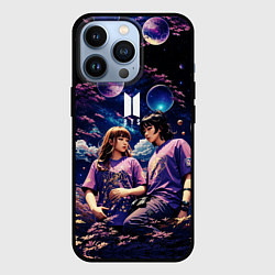 Чехол для iPhone 13 Pro BTS на фоне космоса, цвет: 3D-черный